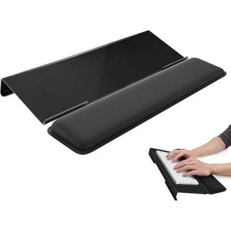 Support de clavier de bureau Irovami avec repose-poignets, base surélevée pour une frappe confortable, noir (1/5)