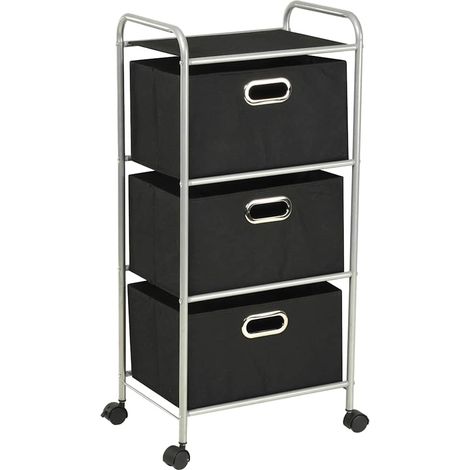 vidaXL Unité à étagères avec 3 boîtes de rangement Acier et tissu (1/5)