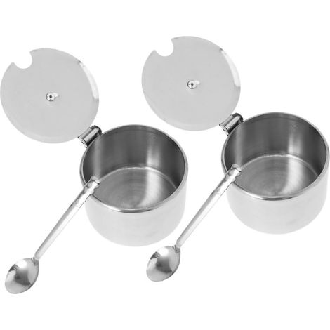 aus Edelstahl mit Deckel und Löffel 2er Set luftdichte