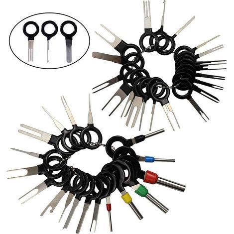 38Pcs Terminals Removal Key Tools Set, 38Pcs Auto Terminals Enlèvement Outil Set, Terminal Outil de démontage de Voiture de câblage électrique connecteur à sertir Broches Extracteur Kit