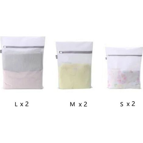 Bolsa de malla blanca para lavar la ropa, 6 unidades