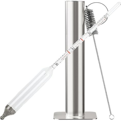 Kit hydromètre de sirop d'érable, testeur de densité en acier inoxydable, mesure précise, comprend une brosse de nettoyage pour la production de sirop, lot de 1, pour le traitement et les tests de (1/5)
