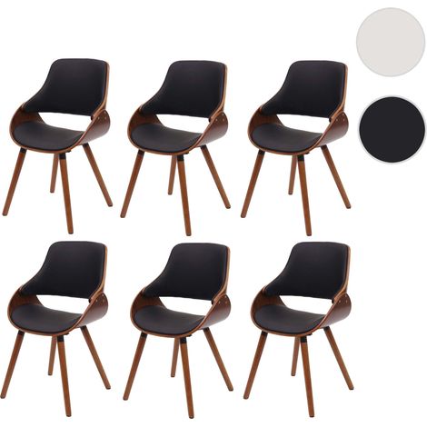 Lot de 6 chaises de salle à manger HWC-D23, chaise de cuisine, design rétro similicuir noir (1/5)