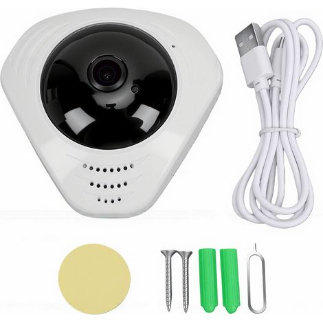 Telecamera di sicurezza wireless WiFi HD 1080p panoramica a 360° per interni, con tracciamento del movimento tramite IA, registrazione 24 ore su 24, 7 giorni su 7, montaggio a soffitto, compatibile co (1/5)