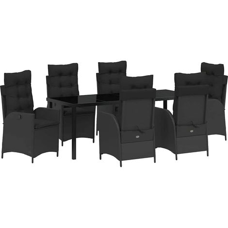 Maison Exclusive - Set da Pranzo per Giardino con cuscino 7 pcs Nero polyrattan