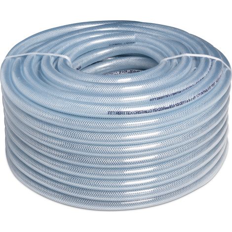 FITT REFITTEX CRISTALLO Schlauch 19x26 mm 50 m, Zertifiziert für Wasser und Lebensmittelflüssigkeiten unter Druck, Alkoholgehalt Bis 50 % Vol