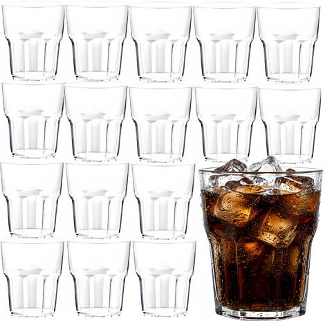 Lot de 20 verres réutilisables en plastique acrylique transparent, incassables, passent au lave-vaisselle, pour fête, jus, pique-nique, barbecue, camping, enfants et adultes - 260 ml (1/5)