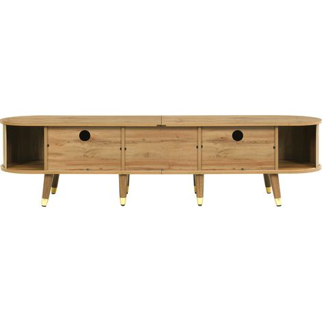 Mueble TV con puertas correderas de MDF efecto madera 175 x 38 x 45 cm MODENUIT (1/5)