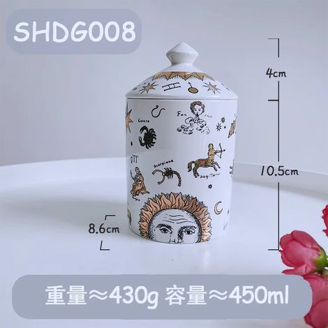 Pot à bougie parfumée en céramique avec couvercle peut également servir de boîte à bijoux, de bougeoir ou de récipient pour fruits secs.