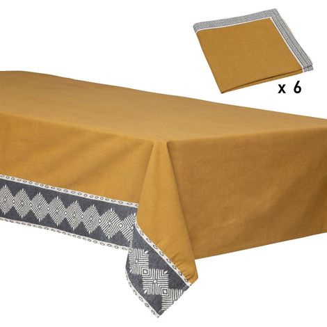 Tischdecke aus Baumwolle rechteckig 150 x 250 cm DREAMS mit 6 Servietten (1/5)
