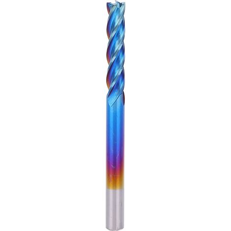 Fraise 4 dents carbure monobloc revêtement NanoBlue, queue droite CNC outil de fraisage (3,175 x 3,175 x 15 mm) (1/5)