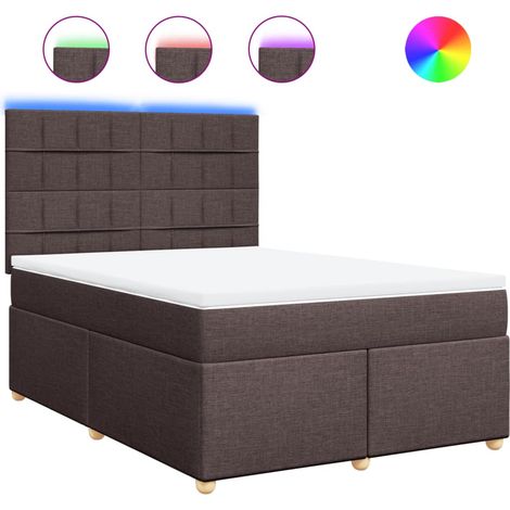 Maison Exclusive - Cama box spring con colchón tela marrón oscuro (1/5)
