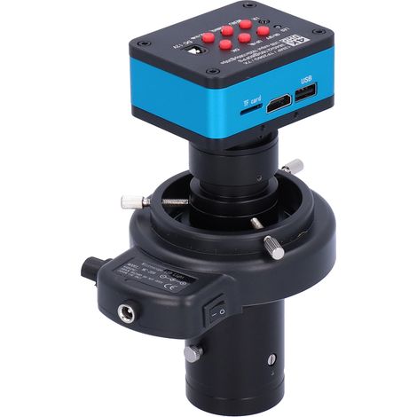 Microscope numérique industriel 4K 2K 12MP caméra USB avec objectif C-Mount 200X, éclairage annulaire 144 LED, alimentation AC100-240V UE (1/5)