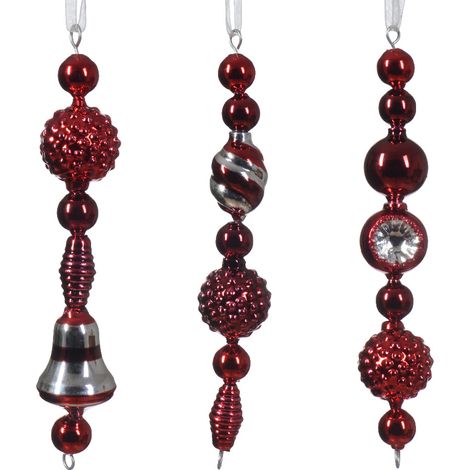 Pallina di Natale Ghirlanda di perle di vetro miste colore Natale rosso/colore H 15cm x ø 3cm