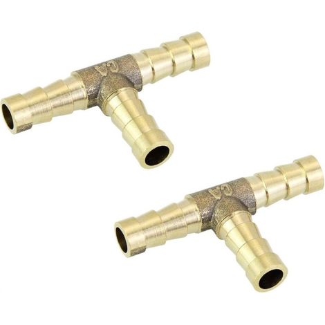 Lot de 2 raccords cannelés en T de 8 mm en forme de T pour tuyau de carburant en forme de T - Raccord cannelé - Raccord cannelé - Raccord de tuyau d'arrosage pour carburants, air, eau, gaz (1/5)