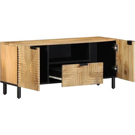 Maison Exclusive - Mobile Porta TV Marrone 105x33x46cm in Legno Massello di Mango (1/5)