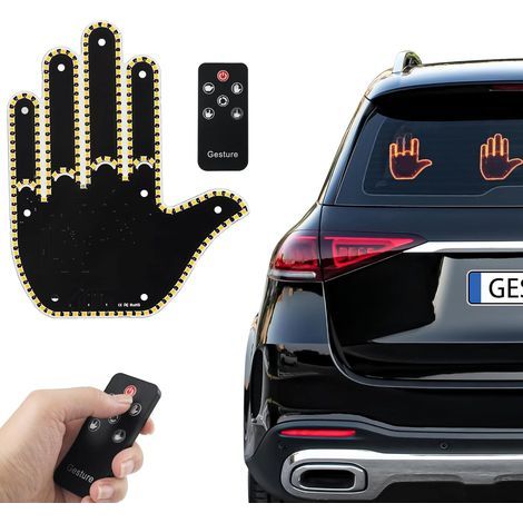 LED car finger light, remote control finger sign, funny car rear window sign, 4 lighting modes, truck gesture light/suitable for men (1/5)
