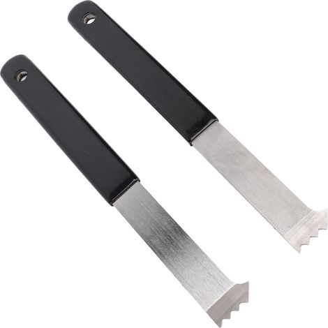 Outil d'extraction de pavés (lot de 2) avec racleur de joints, micro-dents et fentes de préhension, pour le remplacement de pavés et de blocs de jardin. (1/5)