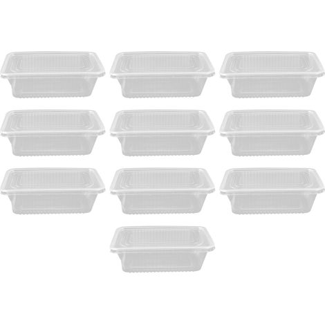 10 mikrowellengeeignete Einweg-Lunchboxen, transparente rechteckige Lebensmittelbehälter mit Deckel, 750 ml (1/5)
