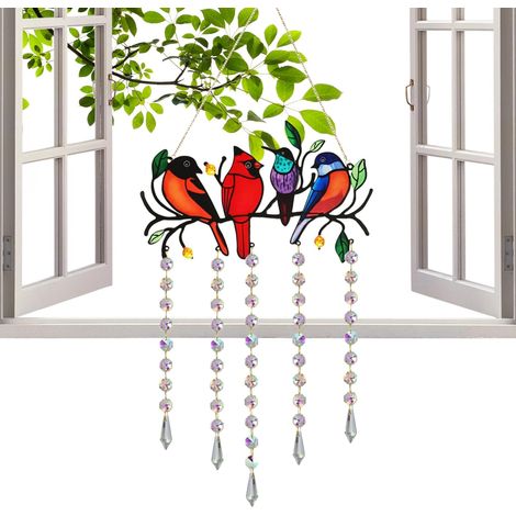 Fensterdekoration Buntglas Fenster Vogel Garten Deko