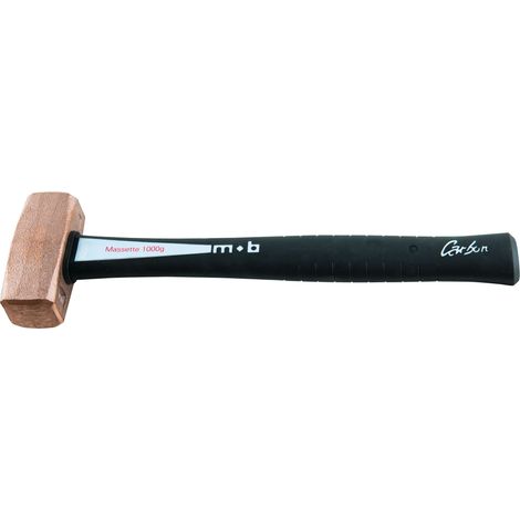 Massette en cuivre 100 % désoxydé au phosphore, tête chanfreinée 45°, antidéflagrante et conductrice, manche carbone 4 matières, précision professionnelle - Tête 8,2x3 cm