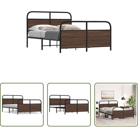 Stahlbett - Bettgestell ohne Matratze 120x190 cm Braun Eichen-Optik (1/5)