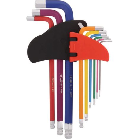9pcs Jeu de Clés Allen Colorées, Clé Hexagonale à Bout à Bille, Petite et Compacte avec Support