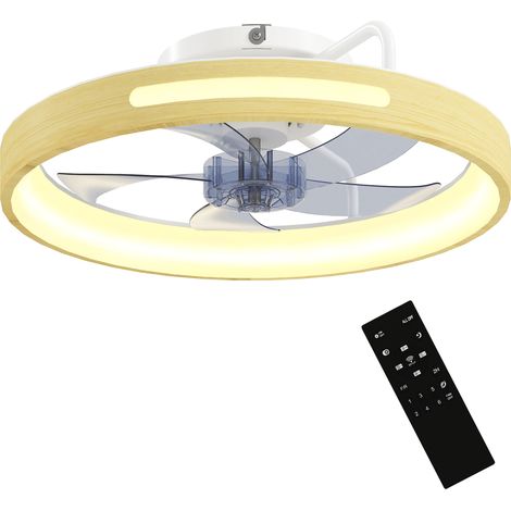 Beleuchteter Deckenventilator mit Fernbedienung, 49 cm, LED, 3 Farbtemperaturen, Naturholzoptik