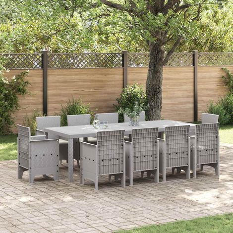 Garten Essgruppe 11 pcs Hellgrau Polypropylen (1/5)