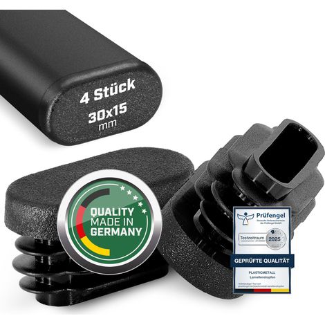 Lot de 4 bouchons à lamelles ovales - 30 x 15 mm - Pour tube ovale - En polyéthylène - Idéal pour profilés en aluminium, meubles de jardin, pieds de chaise et plus encore - Bouchons de (1/5)