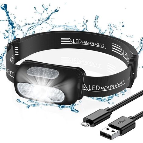 Powerful Rechargeable Headlamp with 5 Light Modes, IPX4 Waterproof, Portable LED Headlight with Red Light for Fishing/Camping/Cycling/Hiking (1/5)