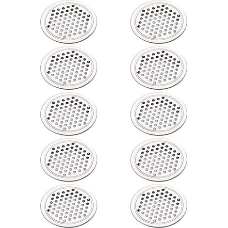 Grille de ventilation ronde, aérations en acier inoxydable, format de montage 53 mm, argent, 10 pièces(plates) (1/5)
