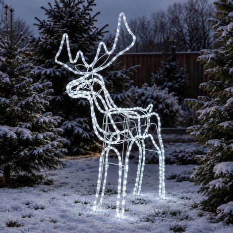 Große LED-Weihnachtsbeleuchtung mit Rentiermotiv für den Außenbereich (XL, 85 cm, kaltweiß) (1/5)