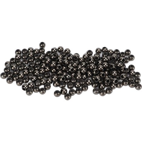 200 Pcs Spacer Beads Large Hole Round 5mm/0.2in Aperture 10mm/0.4in Jewelry Resin Spacers for Bracelets Necklaces10mm Gun Color (1/5)
