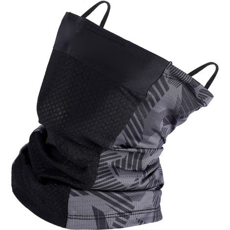 Cache-cou de cyclisme en soie glacée avec attaches aux oreilles, respirant, pour l'été. Noir et gris, taille unique. (1/5)
