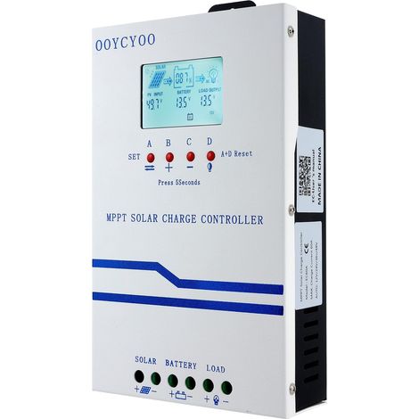Régulateur de charge solaire MPPT 60 A 48 V 36 V 24 V 12 V CC Auto Max 160 VDC Régulateur d'entrée solaire pour batterie au lithium NiCd ventilée et scellée avec rétroéclairage LCD Version (1/5)