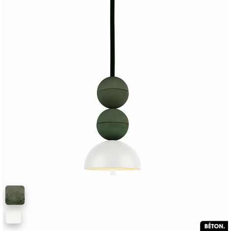 Lampe de suspension en béton - BOSFOR CONCRETE ASPERGE - BLANC 2 BALLES LED 14W (1/3)
