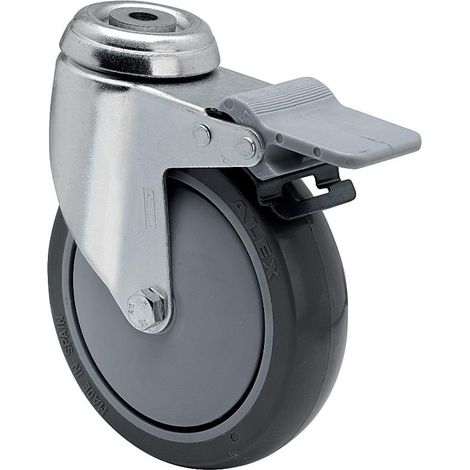 rueda giratora agujero m12 freno 20bhafd125cp-pgaisb goma gris eje bolas (1/2)