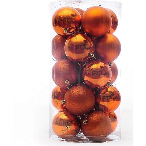 Boules de Noël en plastique, lot de 24 boules de 4 cm, finition électroplaquée, décorations de Noël à suspendre, emballage en baril, WUD6312 (1/4)