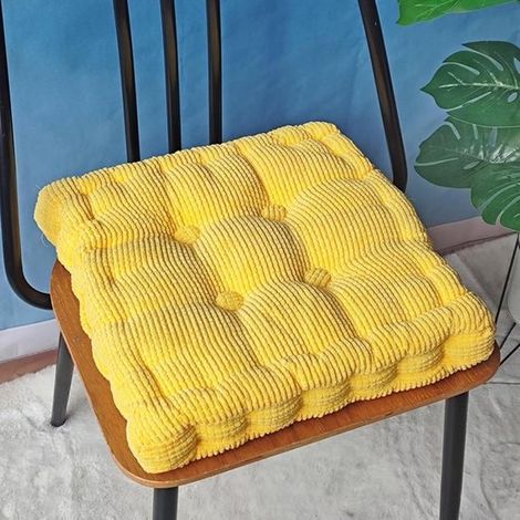 Gartenstuhlkissen, 2er-Set Stuhlkissen 45x45cm, dicke Bodenkissen, Sitzkissen für Sofa und Gartenstuhl (quadratisch, gelb, 45 x 45 cm) (1/5)