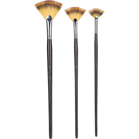 3pcs Fan Shape Painting Brushes Nylon Hair Watercolor Paint Brush Set with Wooden Handle (1/5)