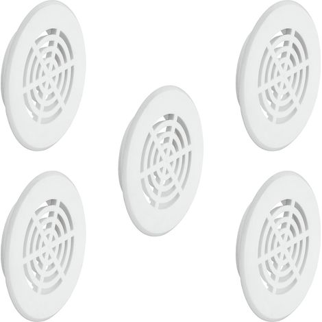 Cyclingcolors – Lot de 5 grilles de ventilation ronde 35mm – Plastique blanc – Hauteur 8mm – Circulation d'air efficace – Installation facile avec mastic silicone