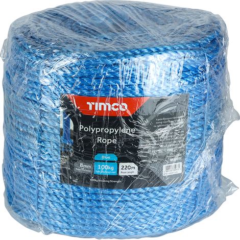 TIMCO Blue Polypropylene Rope Long Coil - 8mm x 220m