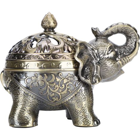 Brûleur d'encens en forme d'éléphant, ornement d'aromathérapie pour salon, entrée ou chambre (bronze)