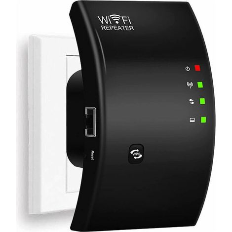 Repetidor WiFi, potente amplificador WiFi, extensor WiFi N300, amplificador de señal WiFi, 1 puerto Ethernet, cobertura de hasta 200 m², fácil de instalar, compatible con todos los módems USB. (1/4)