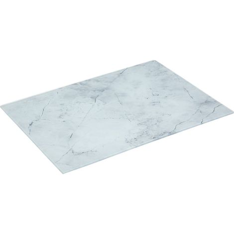 Tabla de cortar de 30x40cm, mármol blanco y vidrio (1/4)