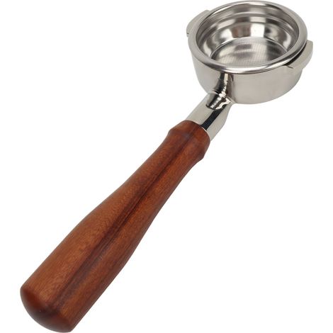 Portafilter 58mm sans fond en acier inoxydable 304, double ergot, manche en bois, compatible machine à café Expobar E61 (1/5)