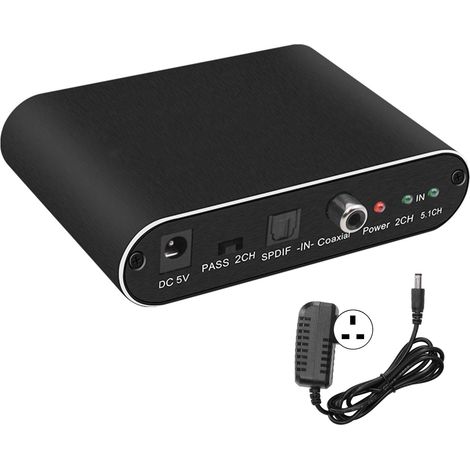 Convertisseur Fibre Optique - SPDIF Coaxial - Décodeur Audio Numérique 5.1 - Entrée 100-240 V - Sortie Stéréo - Pour Amplificateur - 1 Pièce (1/5)