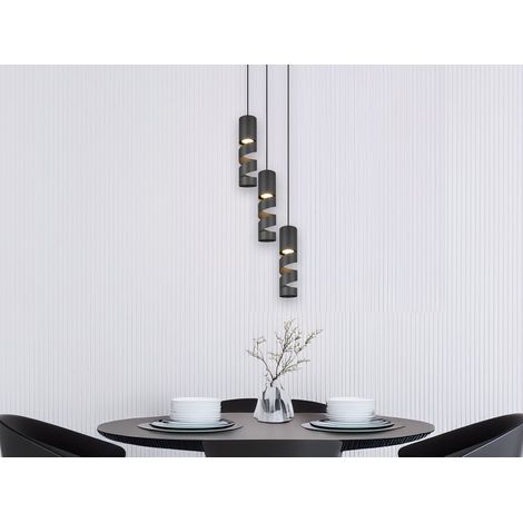 Moderne Cluster Pendelleuchte STREAM 3-flammig aus Metall in Schwarz, Ø 28cm (1/5)
