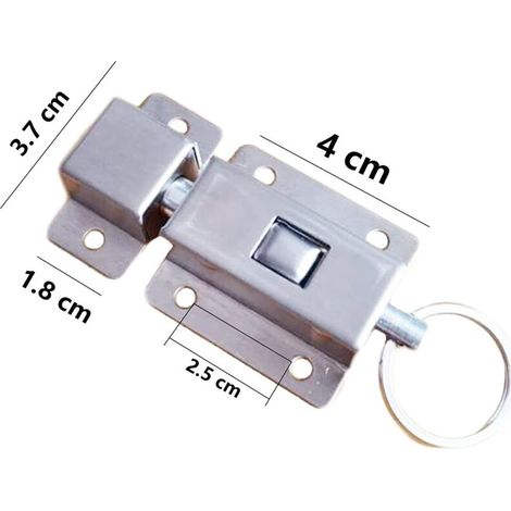 2 pcs Boulons à ressort, Loquet Coulissant Automatique, Boulon à ressort coulissant en acier inoxydable, Avec vis, pour salle de bain chambre Porte des toilettes (1/3)